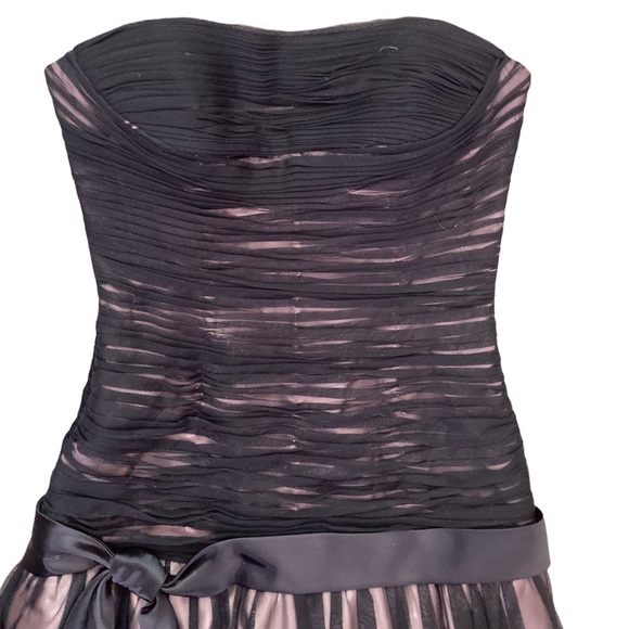 Jovani Black Strapless Fitted Bustier Bodice Bubble Hem Dress Bow Accent Black M - Picture 8 of 10